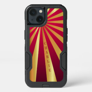 Personalized Galaxy 7 Edge Case   Red, Gold Stripe