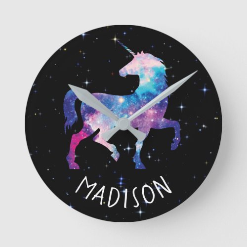 Personalized Galaxy Unicorn Round Clock