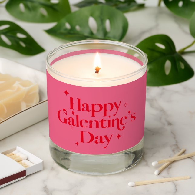 Personalized Galentine's Day Modern Candle Pink (Lit)