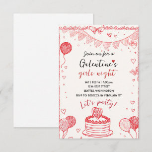 Personalized Galentines Girls Night Invitation
