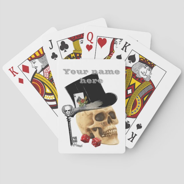 Personalized gambler gothic  skull poker cards (Back)