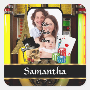Personalized gambler square sticker