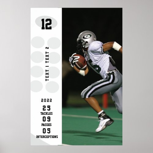 Personalized Game Day Football Poster Name  Stats
