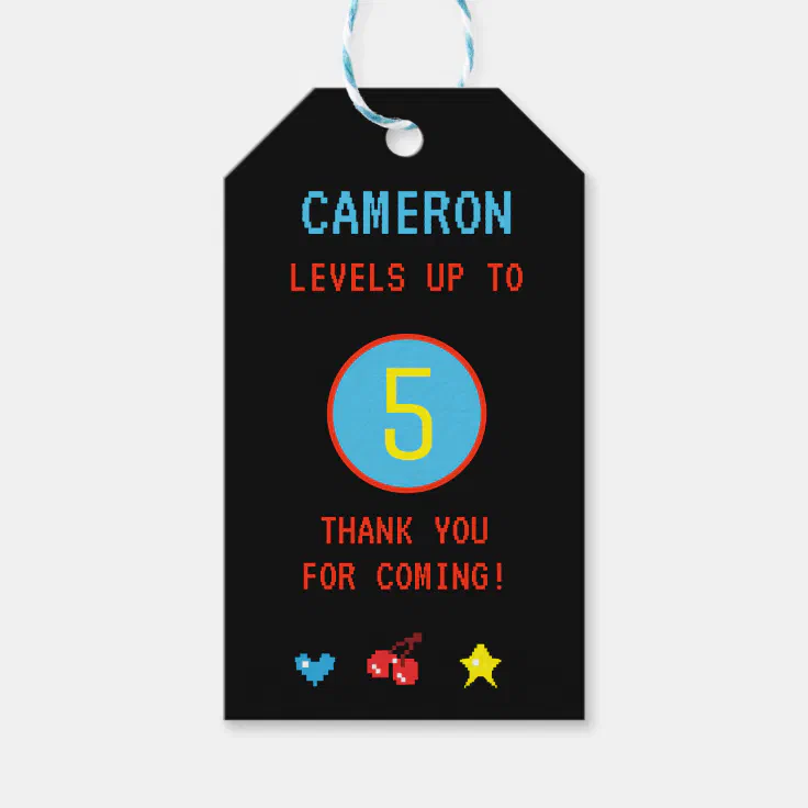 Personalized Gamer 5th Birthday Thank You Gift Tags | Zazzle