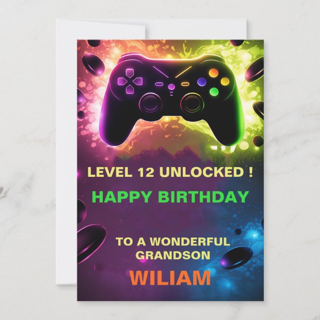 PersonaliZed Gamer Birthday Card  (Front)