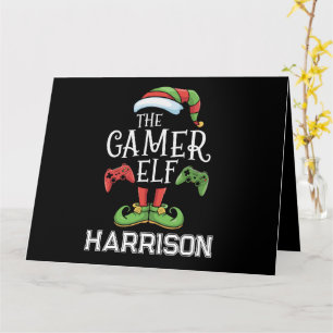 Personalized Gamer Elf Christmas Video Gaming Card