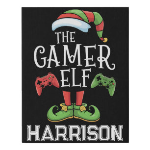 Personalized Gamer Elf Christmas Video Gaming Faux Canvas Print