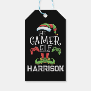 Personalized Gamer Elf Christmas Video Gaming Gift Tags