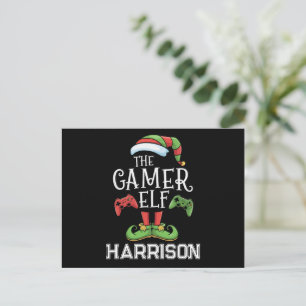 Personalized Gamer Elf Christmas Video Gaming  Holiday Postcard