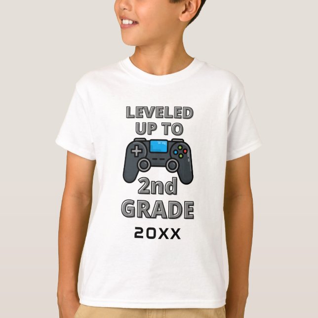 Personalized Gamer Leveled Up to 2nd Grade T-Shirt (Front)