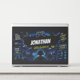 Personalized Gamer Neon Gaming Setup HP Laptop Skin