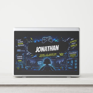Personalized Gamer Neon Gaming Setup HP Laptop Skin