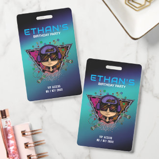 Personalized Gamer VIP Birthday Access Pass Badge