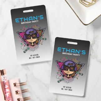 Personalized Gamer VIP Birthday Access Pass Badge