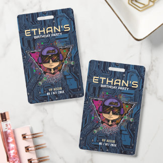 Personalized Gamer VIP Birthday Access Pass Badge