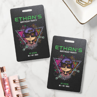 Personalized Gamer VIP Birthday Access Pass Black Badge