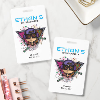 Personalized Gamer VIP Birthday Access Pass White Badge