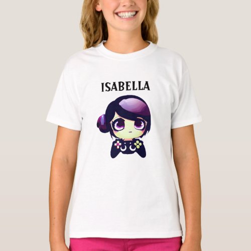 Personalized Gaming Kawaii Anime Girl Gamer T_Shirt