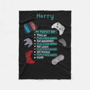 Personalized Gaming perfect Day, with controllers Fleece Blanket