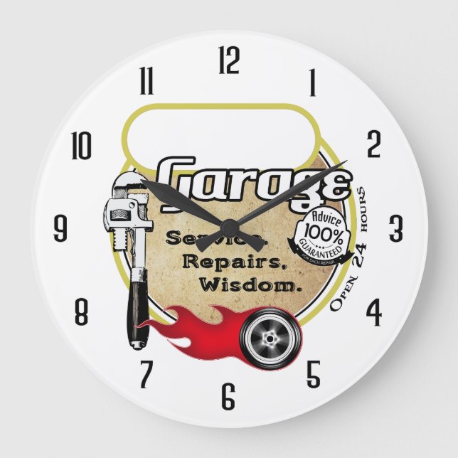 Personalized Garage Large Clock (Front)