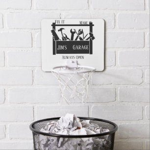 Personalized garage mini basketball hoop