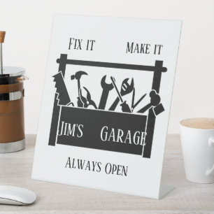 Personalized garage  pedestal sign