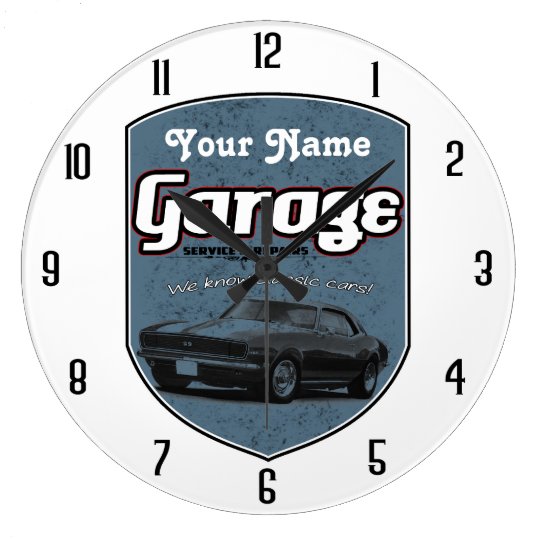 Personalized Garage Sign with Camaro Large Clock