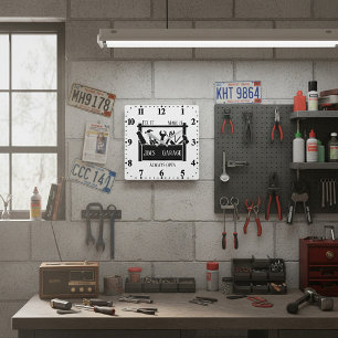 Personalized garage  square wall clock