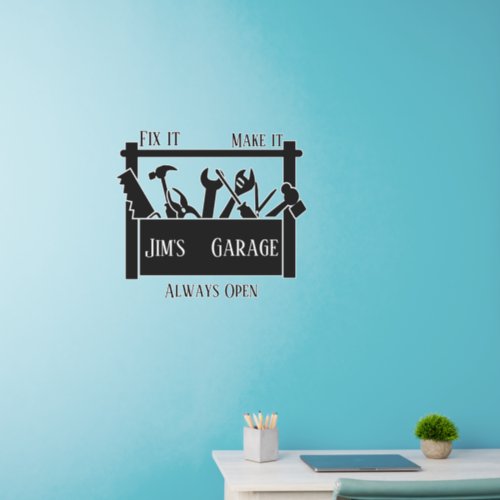 Personalized garage wall decal 