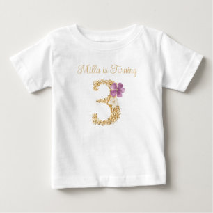Personalized Garden Bunny 3rd Birthday T shirt