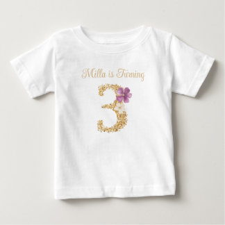 Personalized Garden Bunny 3rd Birthday T shirt