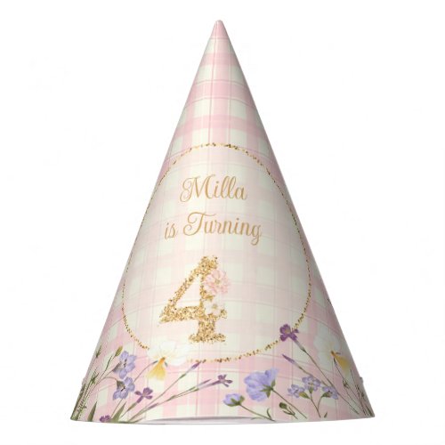 Personalized Garden Bunny 4th Birthday Party Hat