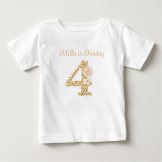 Personalized Garden Bunny 4th Birthday T-Shirt