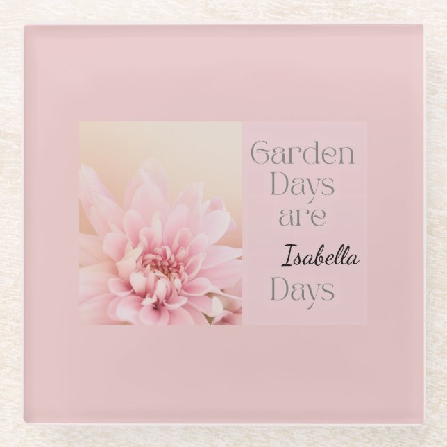 Personalized Garden Days, Gardening Hobby Gift Glass Coaster (Front)