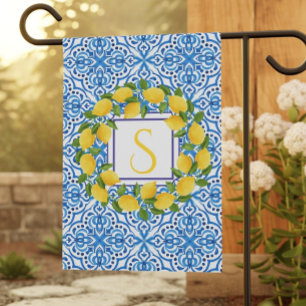 Personalized Garden Flag, Lemon Wreath Yard Art Flag