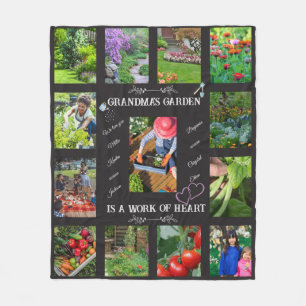Personalized Garden Photo Text Gardening Lover Fleece Blanket