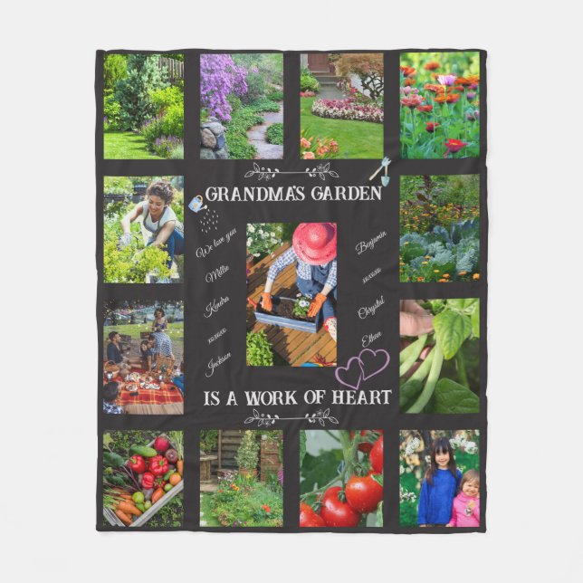 Personalized Garden Photo Text Gardening Lover Fleece Blanket (Front)