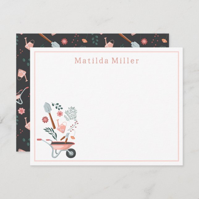 Personalized Garden Tools Note Card  (Front/Back)