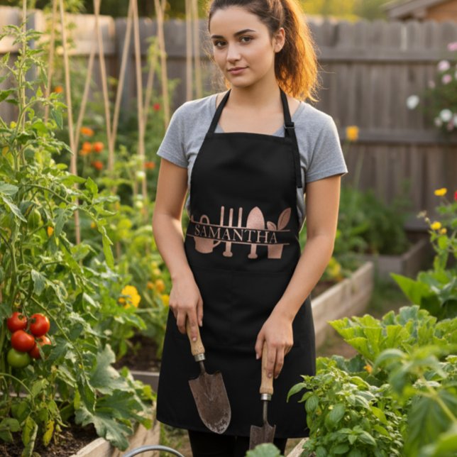 Personalized Gardening Gardener Rose Gold name  Apron (Creator Uploaded)