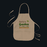 Personalized Gardening Kids' Apron<br><div class="desc">Personalized Children's gardening apron with painted garden mosaic lettering,  decorated with a row of flowers and a watering can.</div>