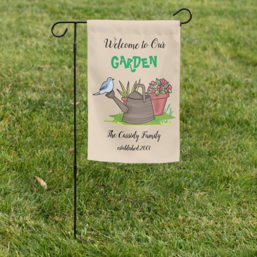 Personalized Gardening Scene Garden Flag