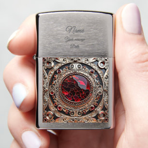 Personalized Garnet Birthstone Zippo Lighter