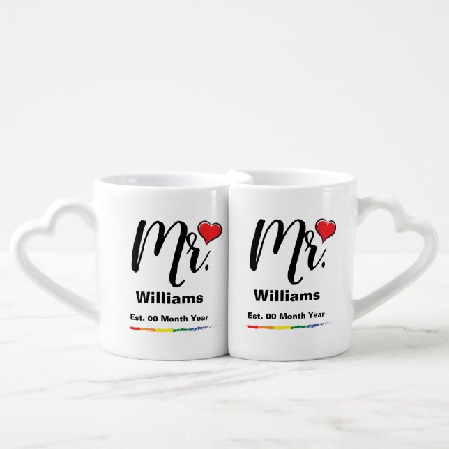 Personalized Gay His and His Coffee Mug Set (Front Nesting)