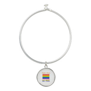 Personalized Gay Pride LGBTQ Rainbow Flag Bangle Bracelet