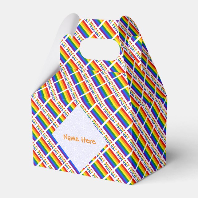 Personalized Gay Pride LGBTQ Tiled Gable Favor Boxes (Front Side)