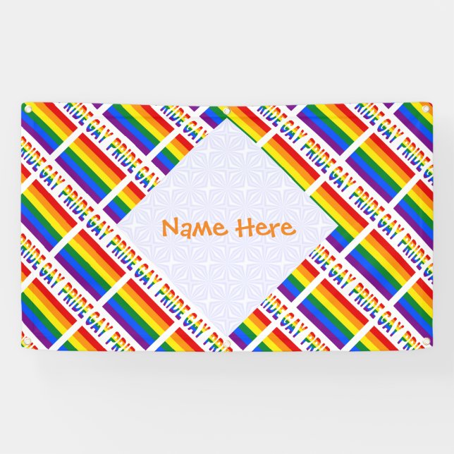Personalized Gay Pride LGBTQ Tiled Party  Banner (Horizontal)