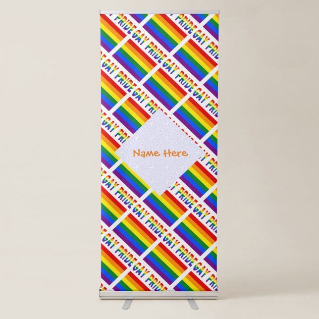 Personalized Gay Pride LGBTQ Tiled  Retractable Banner (Front)