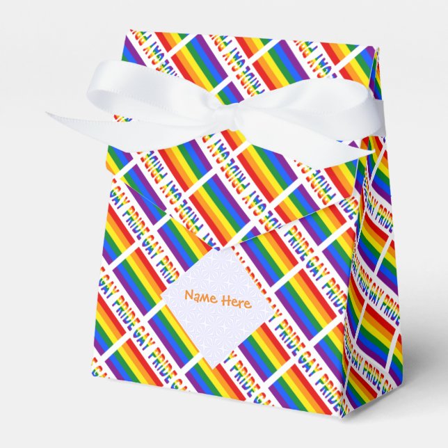 Personalized Gay Pride LGBTQ Tiled Tent  Favor Boxes (Front Side)