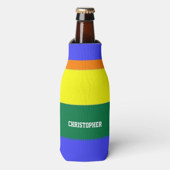 Personalized Gay Pride Rainbow Flag Bottle Cooler (Bottle Front)