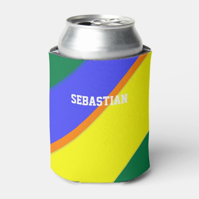 Personalized Gay Pride Rainbow Flag Can Cooler (Can Front)